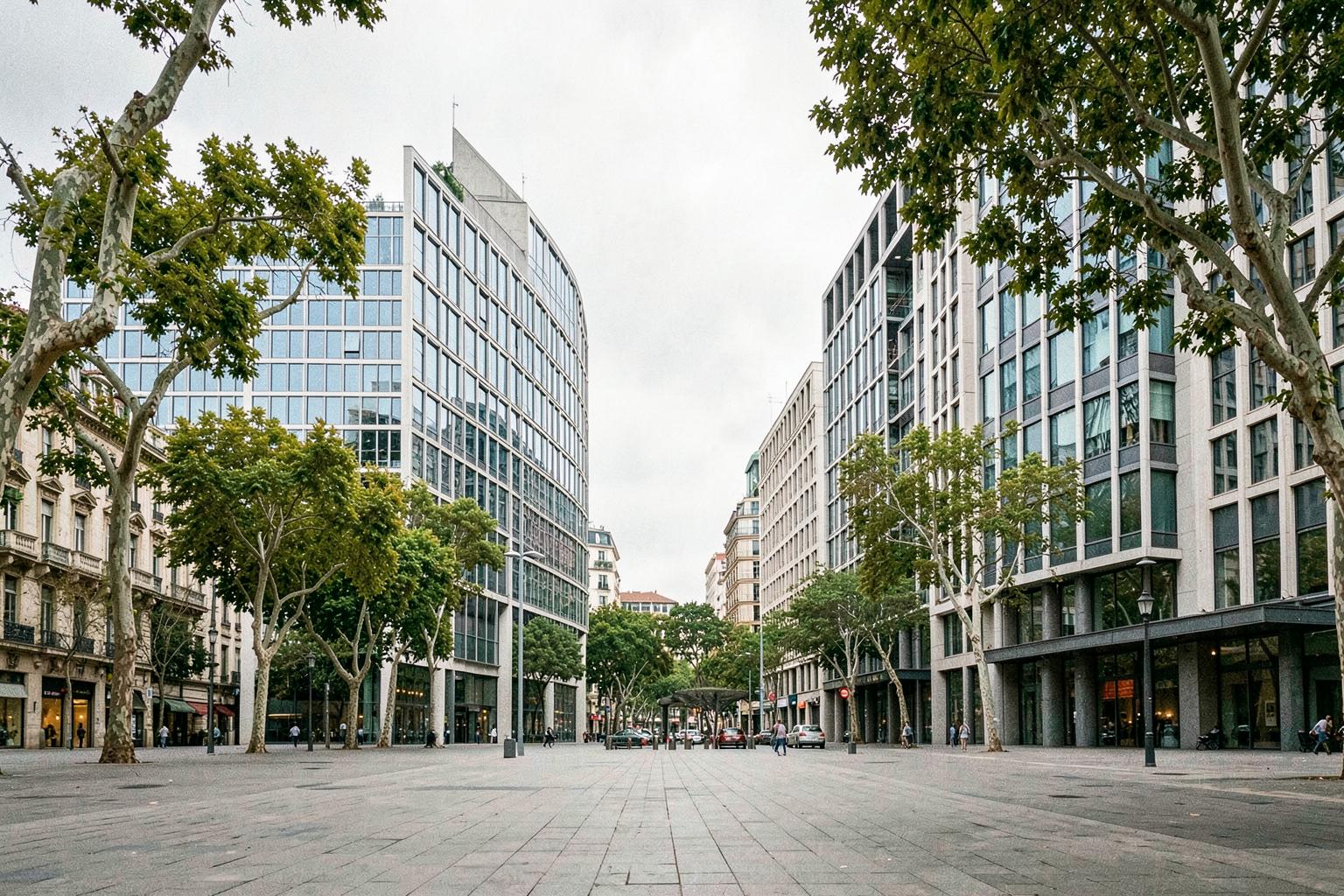 Contemporary office buildings in Madrid